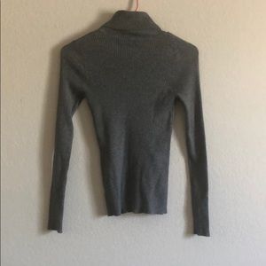Fitted Grey Ribbed Turtleneck